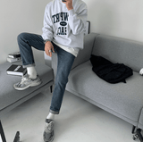 Chicmy-Korean style, Korean men's outfit, minimalist style, street fashionNo. 4006 ROUND NECK EMBROIDERED LETTER SWEATER