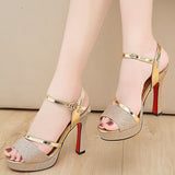 Christmas Gift Chicmy New Solid Summer Shoes Women Pumps Sandals Good-Quality Fashion Platform(2.5Cm) Sexy Ladies Party Female Sandals 11.5Cm High Heels