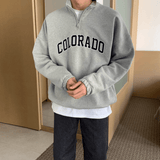 Chicmy-Korean style, Korean men's outfit, minimalist style, street fashion No. 4100 HALF ZIP-UP COLORADO TULENECK SWEATER