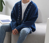 Chicmy-Korean style, Korean men's outfit, minimalist style, street fashion No. 3291 V-NECK KNITTED CARDIGAN