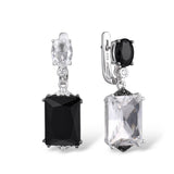 Chicmy-925 Sterling Silver Sparkling White Black Crystal Drop Earrings