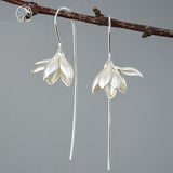 Chicmy-18K Gold Elegant Magnolia Flower Dangle Earrings