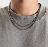 Chicmy-Korean style, Korean men's outfit, minimalist style, street fashionDOUBLE LAYER TENNIS CHAIN NECKLACE