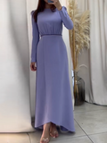 CHICMY-Graduation gift, graduation evening dress Solid Color High-Waisted Tied Waist A-Line Bodycon Maxi Dresses