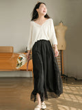 Chicmy-Casual Solid Color Chiffon Column Wide Leg Pants&Skirt