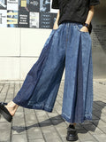 Chicmy-Elasticity Fringed Pleated Loose Wide Leg Jean Pants Bottoms