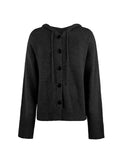 Chicmy-Simple Long Sleeves Loose Buttoned Solid Color Hooded Cardigan Coats