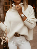 Chicmy-Casual Loose Solid Color High-Neck Long Sleeves Knitwear