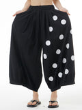 Chicmy-Asymmetric Elasticity Polka-Dot Loose Ninth Pants Pants Cropped Trousers