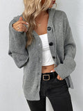 Chicmy-Simple Long Sleeves Loose Buttoned Solid Color Hooded Cardigan Coats