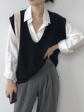 Chicmy-Knitting Irregularity Solid V-Neck Vest