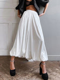 CHICMY-Graduation gift, graduation evening dress Loose Pleated Solid Color Lantern Skirts Bottoms