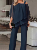 ChicmyPlain Casual Loose Chiffon Jumpsuit