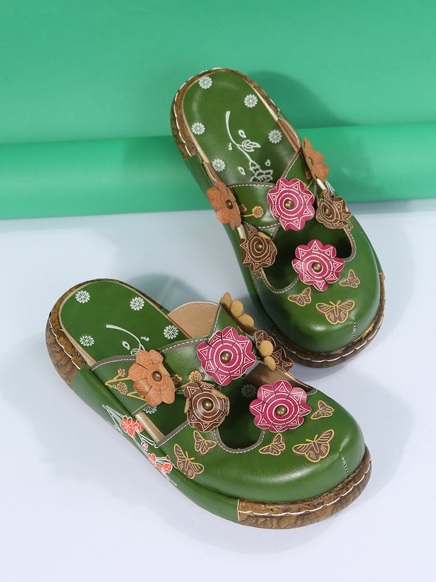 ChicmyVintage Floral Mules Clog Shoes