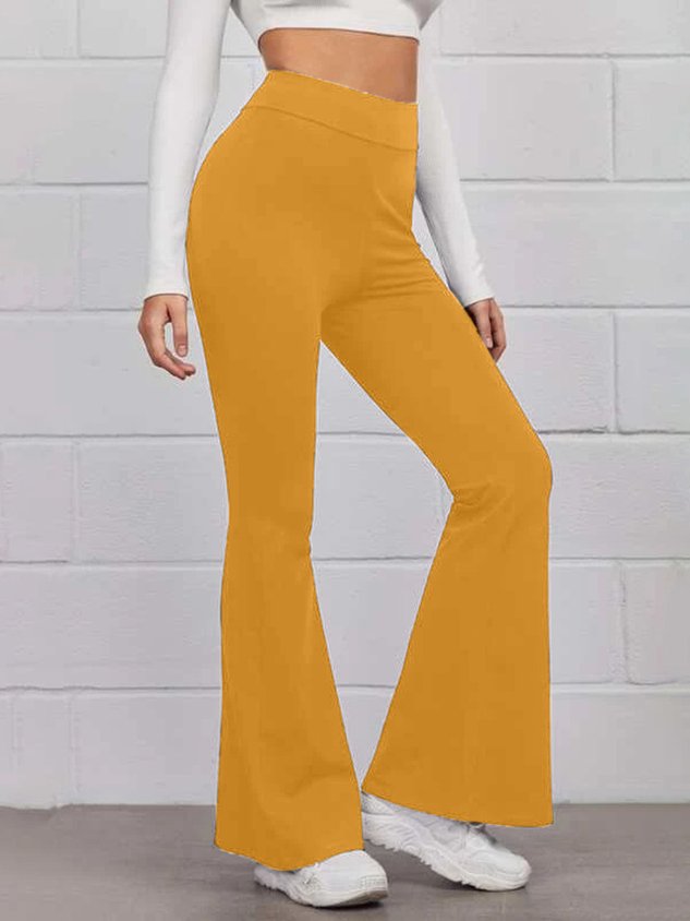 ChicmyWomen Breathable Comfortable Plain High Elastic Flared Pants