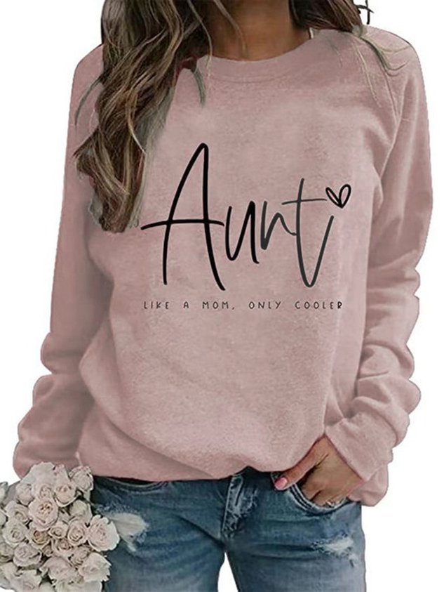 ChicmyCasual Text Letters Crew Neck Regular Fit Sweatshirt