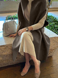 Chicmy-Simple Sleeveless Solid Color Round-Neck Cape Outerwear