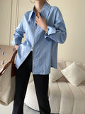 Chicmy-Fashion Long Sleeves Solid Color Zipper Lapel Collar Blouses