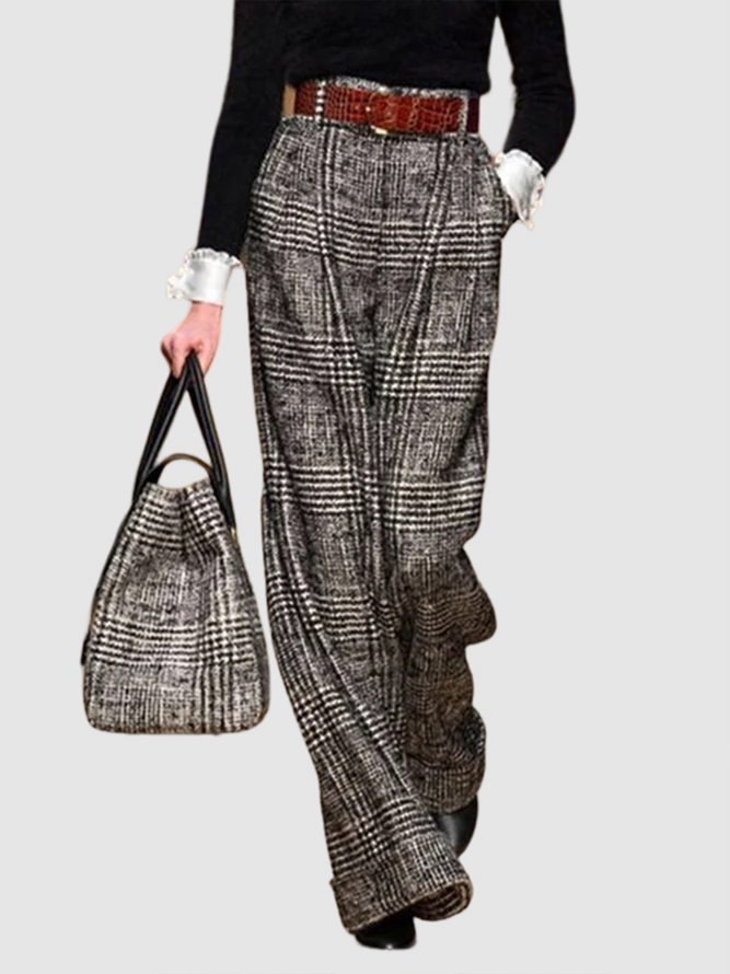 Chicmy-Vintage Loose Checkered Wide Leg Pants