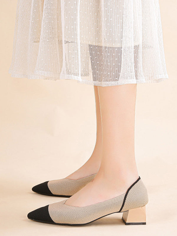 Chicmy-Contrast Color Pointed-Toe Shoes Pumps