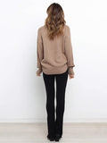 Chicmy-Stylish Long Sleeves Loose Solid Color High-Neck Sweater Tops