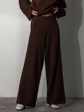 Chicmy-Casual Solid Color Irregularity High-Neck Sweater& Wide Leg Pants Suits