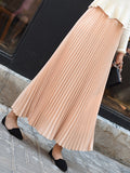 Chicmy-Stylish Pleated Solid Color Elastic Waist Skirts