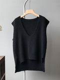 Chicmy-Knitting Irregularity Solid V-Neck Vest