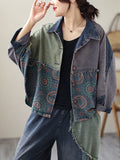 Chicmy-Contrast Color Fringed Split-Joint Long Sleeves Printed Outwear + Harem Pants  Two Pieces Set