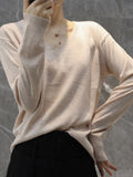 Chicmy-Simple Solid Color V-Neck Long Sleeve Knitwear Tops