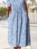 Chicmy- JFN Round Neck Pockets Floral Casual Midi Prom Dress