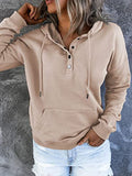 Chicmy-Drawstring Pockets Split-Joint Long Sleeves Loose Hooded Hoodies Tops