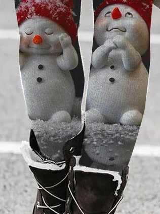 ChicmyChristmas Snowman Casual Regular Fit Legging