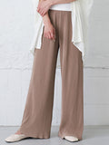 Chicmy-Simple Loose Wide Leg Elasticity Solid Color Casual Pants Bottoms