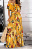 CHICMY-Women's Spring and Summer Outfits, Casual and Fashionable Off Shoulder All Print Maxi Dress