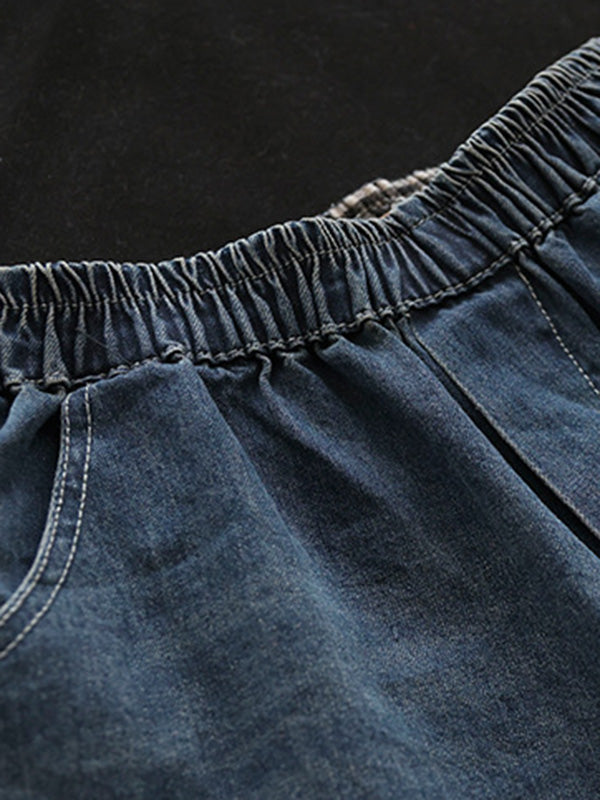 Chicmy-Vintage Loose Embroidered Elasticity Harem Jean Pants Bottoms