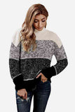 Chicmy-Colorblock Rib-knit Drop Shoulder Sweater