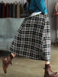 Chicmy-Artistic Retro Plaid A-Line Skirt