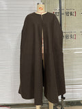 Chicmy-Simple Sleeveless Solid Color Round-Neck Cape Outerwear