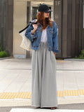 Chicmy-Loose Urban Gray Wide Leg Elastic Waist Pants