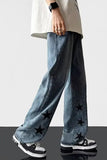 Chicmy-Graduation gift, Coachella Valley Music Festival Look,Stars Pattern Loose Jeans Pants