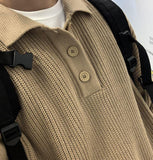 Chicmy-Korean style, Korean men's outfit, minimalist style, street fashion No. 5246 KNITTED QUAER BUTTON-UP SHI SWEATER