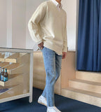 Chicmy-Korean style, Korean men's outfit, minimalist style, street fashion V-NECK SWEATER