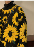 Chicmy-Graduation gift, Coachella Valley Music Festival Look,O-Neck Sunflower Pattern Warm Sweater