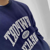 Chicmy-Korean style, Korean men's outfit, minimalist style, street fashionNo. 4006 ROUND NECK EMBROIDERED LETTER SWEATER