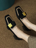 Chicmy-Contrast Color Square-Toe Mid Heels Loafers