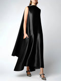 Chicmy-Loose Sleeveless Solid Color Round-Neck Maxi Dresses