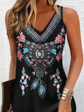 Chicmy V Neck Casual Ethnic Loose Dress