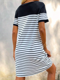 Chicmy Loose Casual Crew Neck Striped Dress With