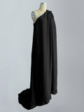 Chicmy-Banquet Sleeveless Loose Pleated Falbala Solid Color One-Shoulder Maxi Dresses